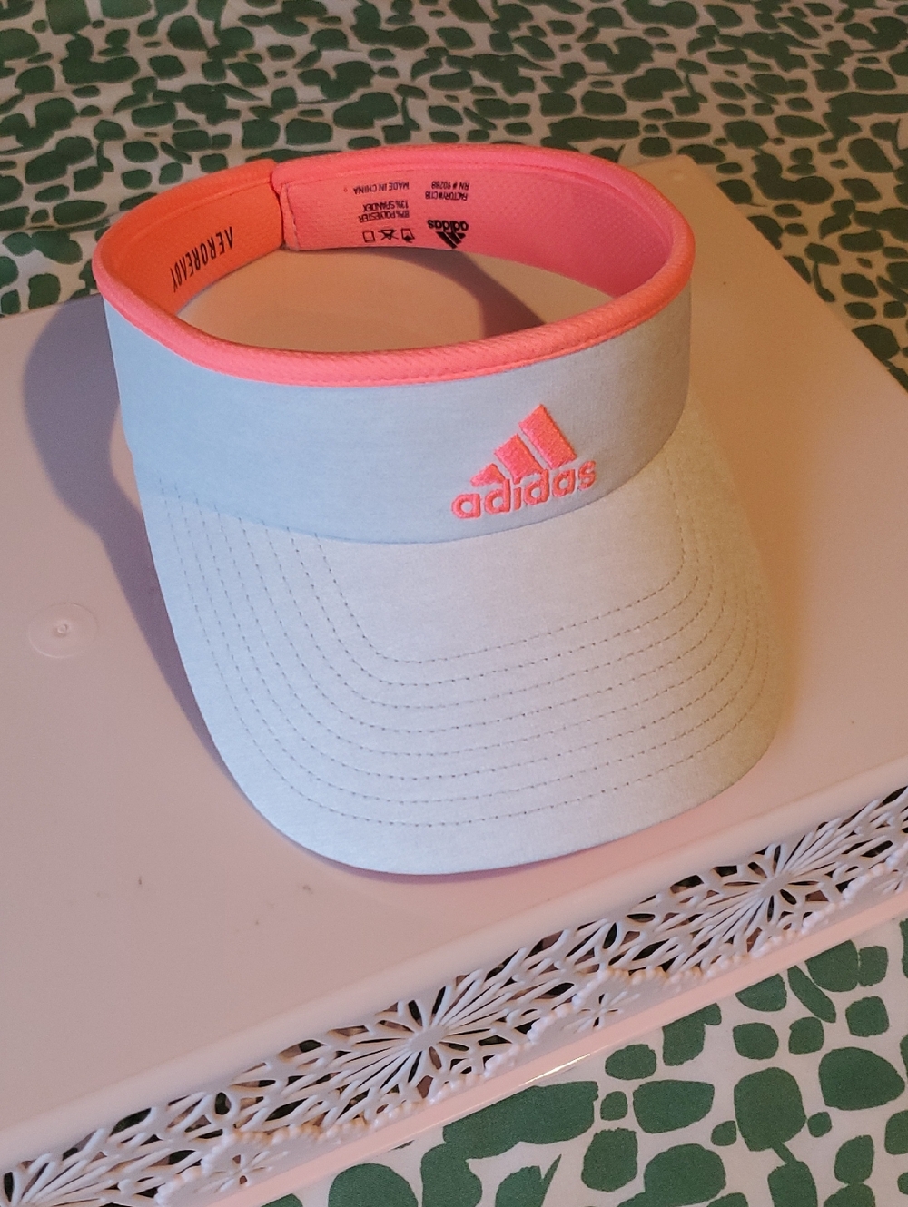 adidas White Visor with Pink Accents